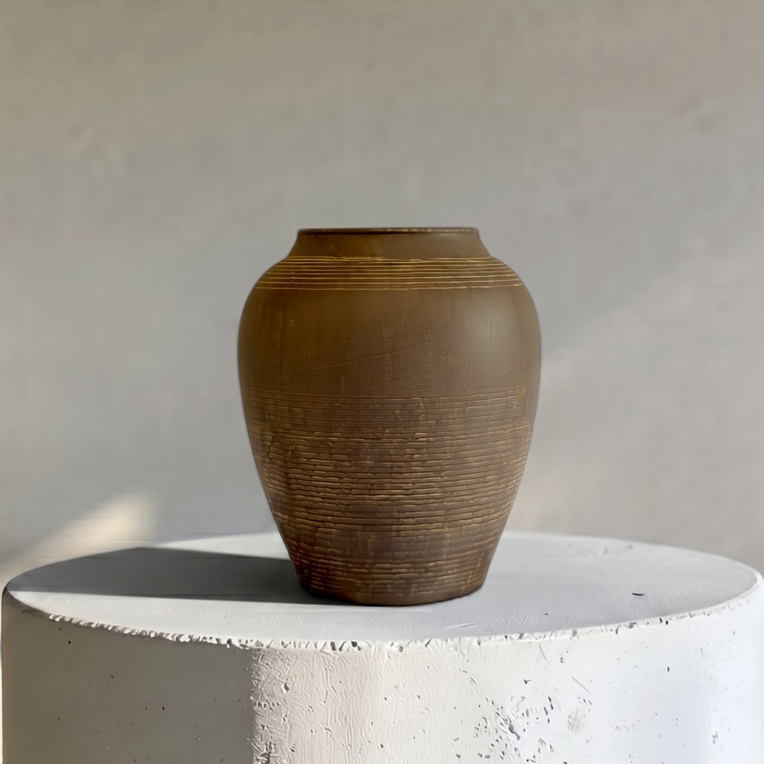tara verapottery ハンドペイントスペインヴィンテージ壺 Heritage Classic Terracotta Vessel, Hand-Painted in Earthly Brown or W