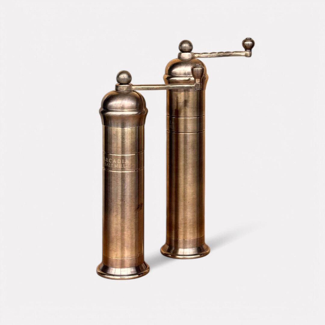 Auric, Vintage European Salt & Pepper Mill, Solid Brass, Timeless and Elegant Grinders