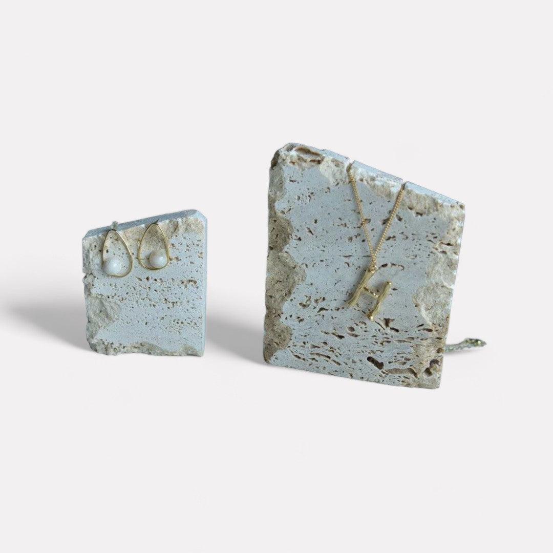 Amalfi Travertine Stone Jewelry Pedestal, Small/Large