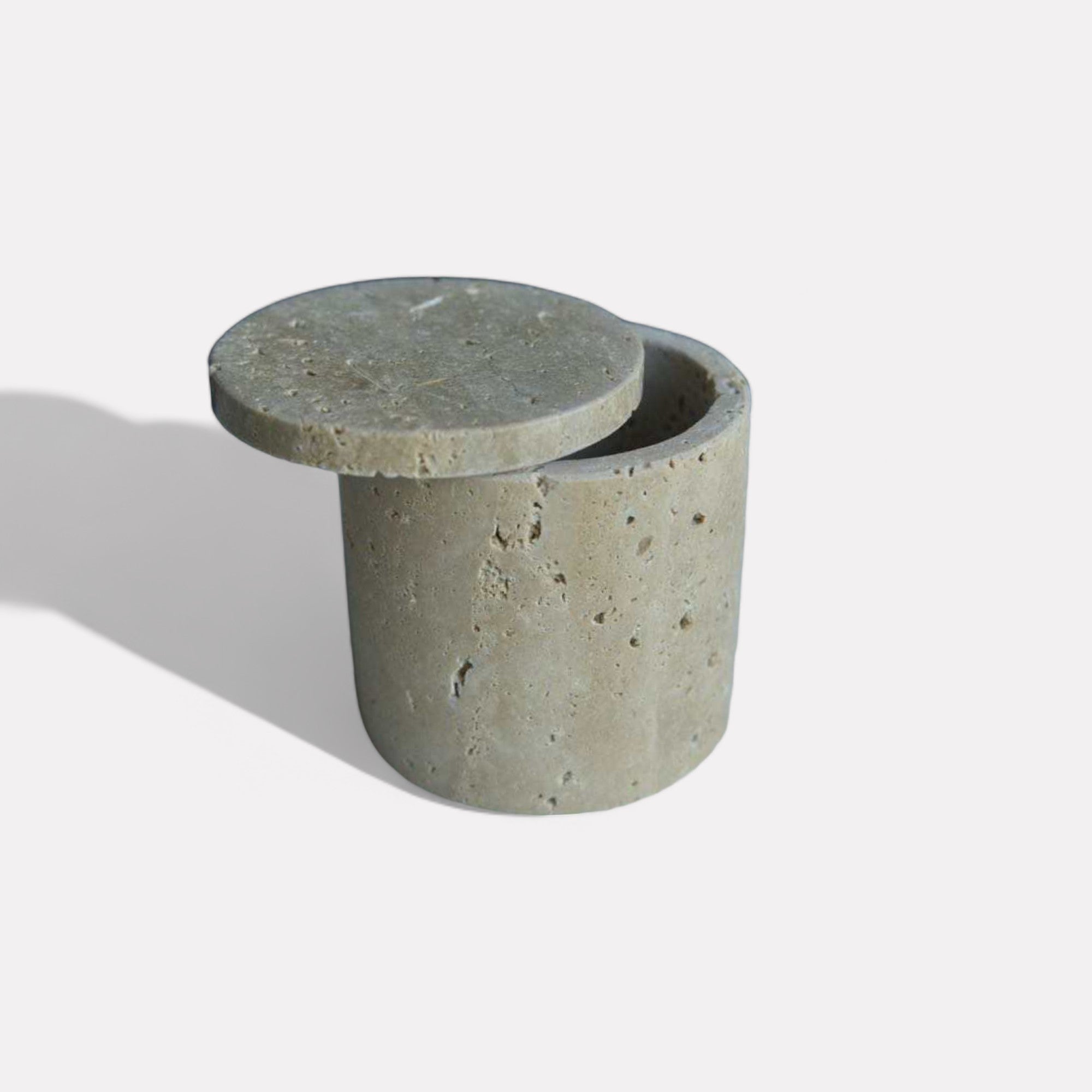 Rosalin Travertine Vessel with Lid