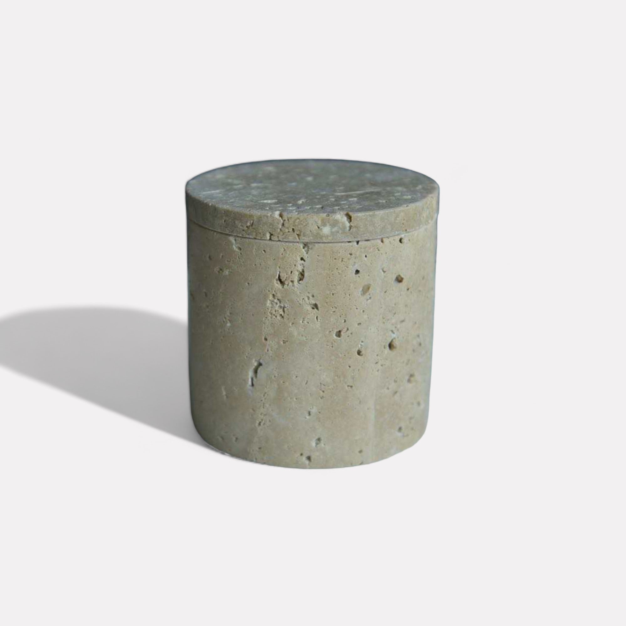 Rosalin Travertine Vessel with Lid