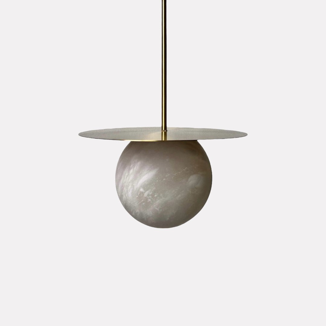 Giselle Globule Pendant, Radiant Alabaster and Solid Brass Masterpiece for Luxurious and Elegant Spaces