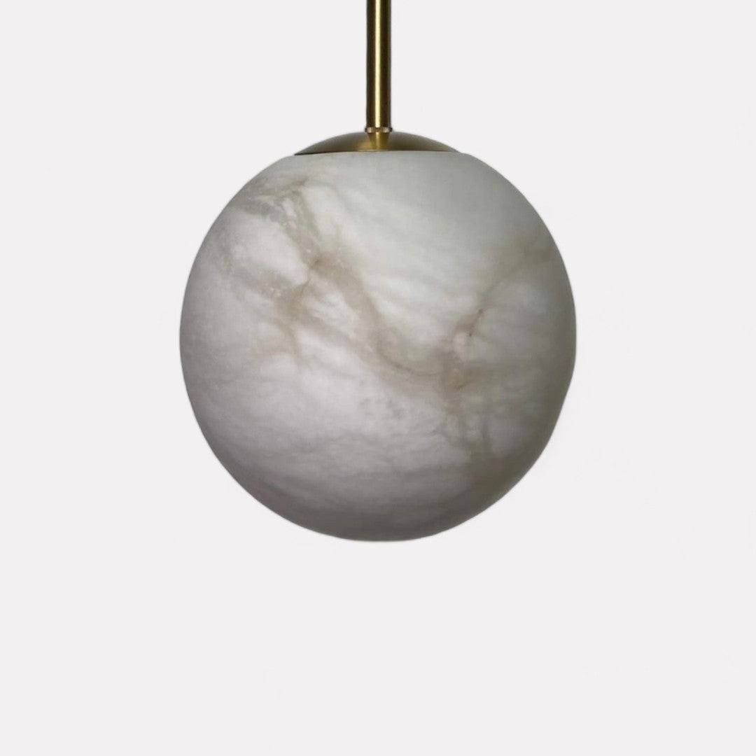 Aria, Timeless Alabaster & Solid Brass, Globule Pendant, a Symphony of Simplicity for Versatile Spaces
