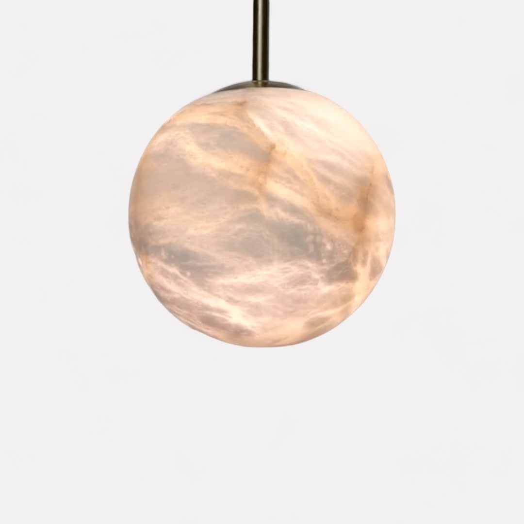 Aria, Timeless Alabaster & Solid Brass, Globule Pendant, a Symphony of Simplicity for Versatile Spaces