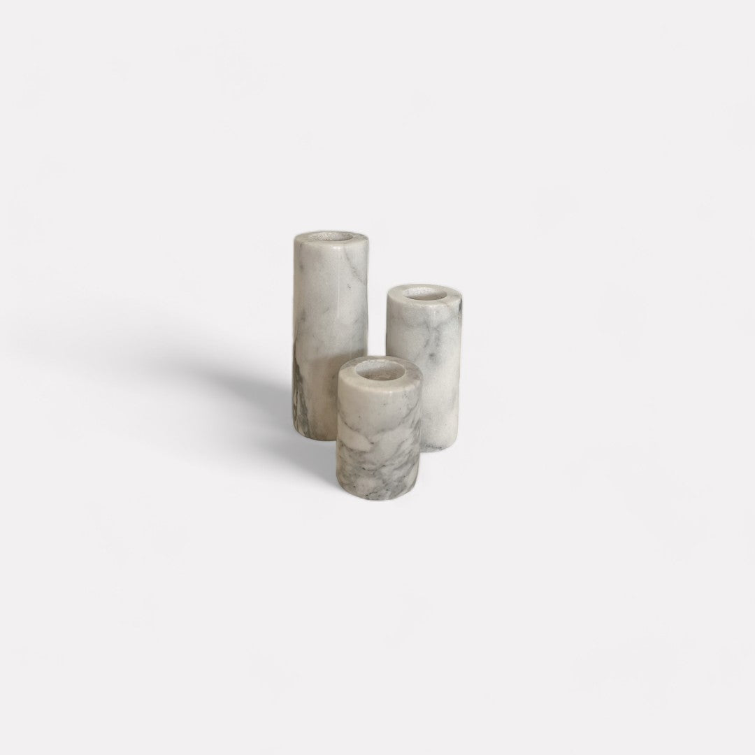 Luna Marble Taper Holder, Three Sizes