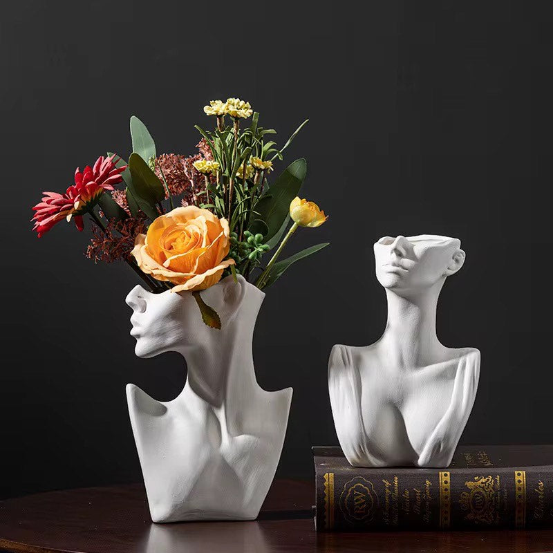 Selene,Timeless Muse Ceramic Vase, 3.15"L x 7.4"H