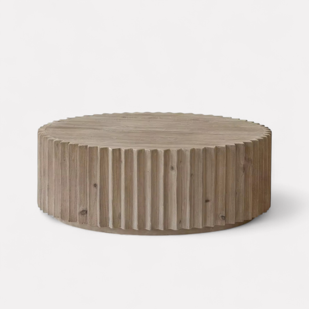 Koros, Recycled Pine Coffee Table in Stonewashed Abalone Finish, 33”D x 12”H