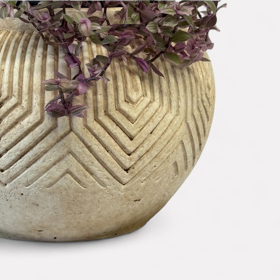Linden Concrete Vessel in Natural Sandstone, 8"D X 6"H
