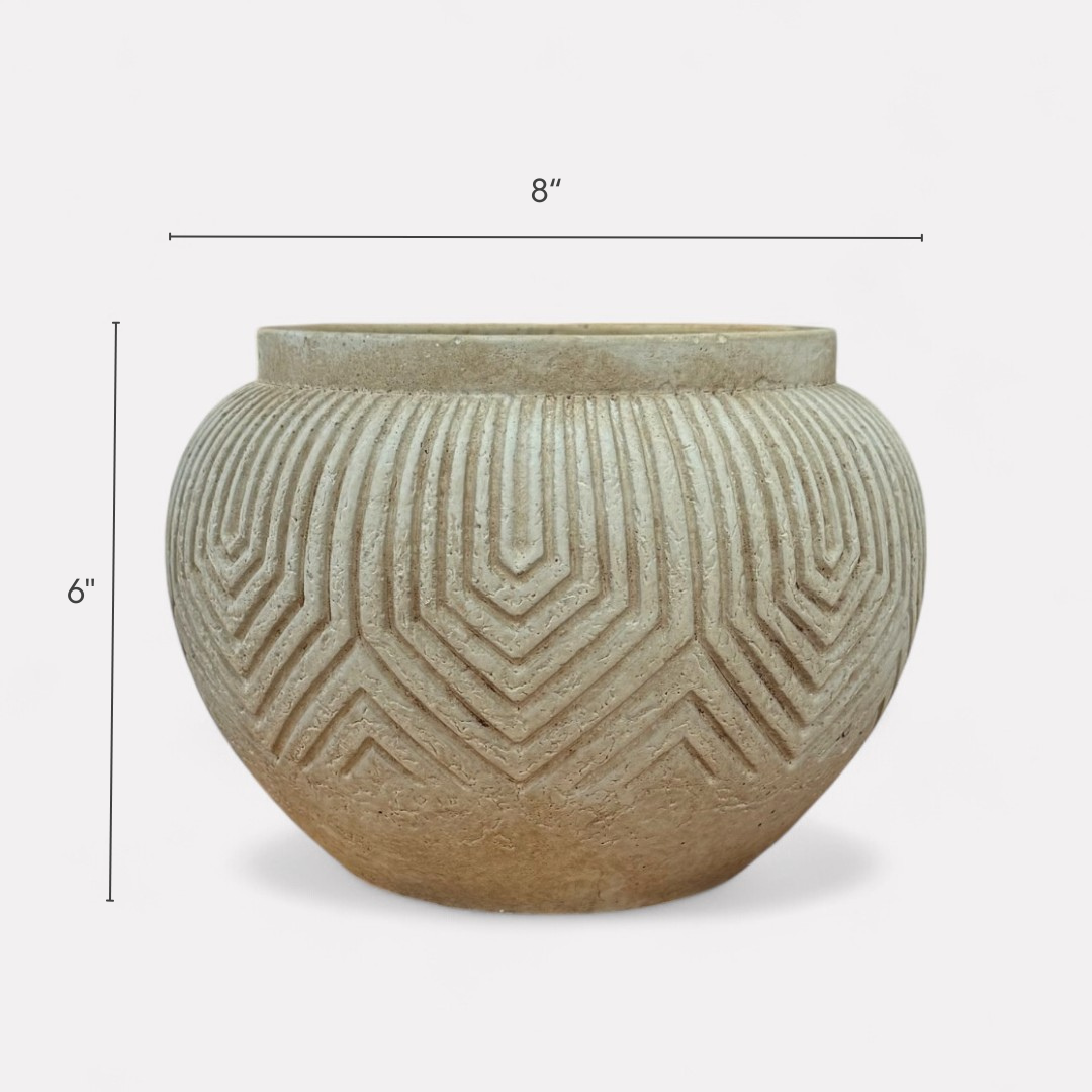 Linden Concrete Vessel in Natural Sandstone, 8"D X 6"H