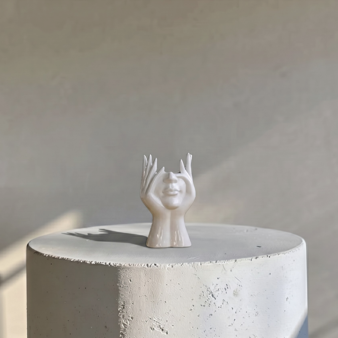 Marilla, Modern Lady Head Ceramic Vase, 4.4" L x 7.2" H