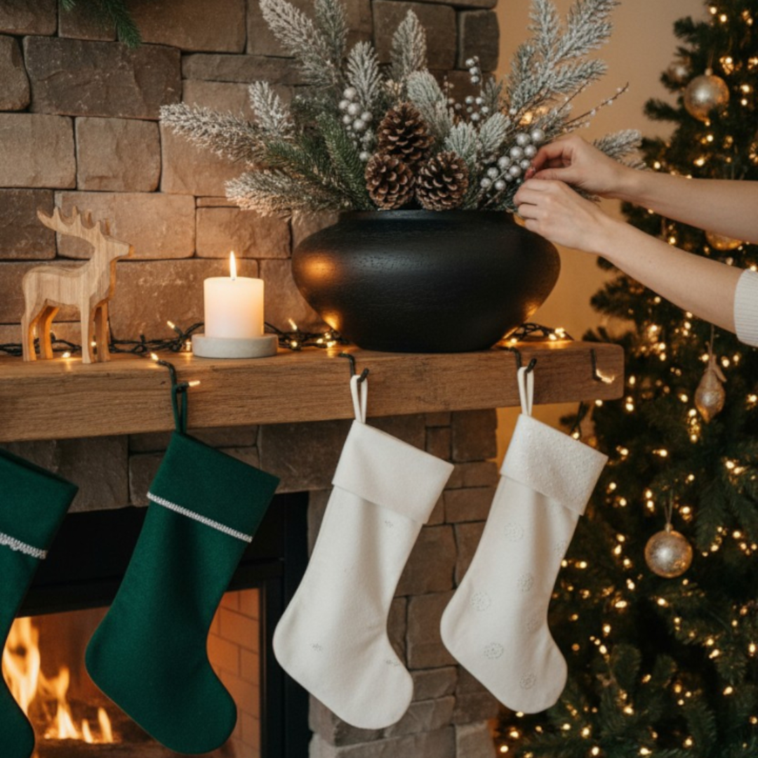 Milan, Terracotta Vessel, Handpainted in Jet Black, 12.5"D x 6.2"H