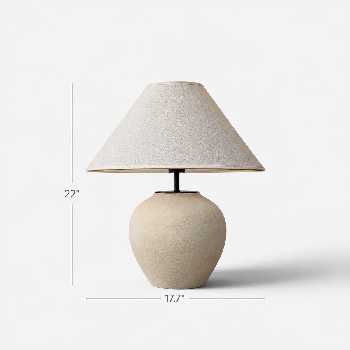 Luna, Sculpted Table Lamp, Moonlit Sphere with a Linen Shade 17.7" D x 22" H
