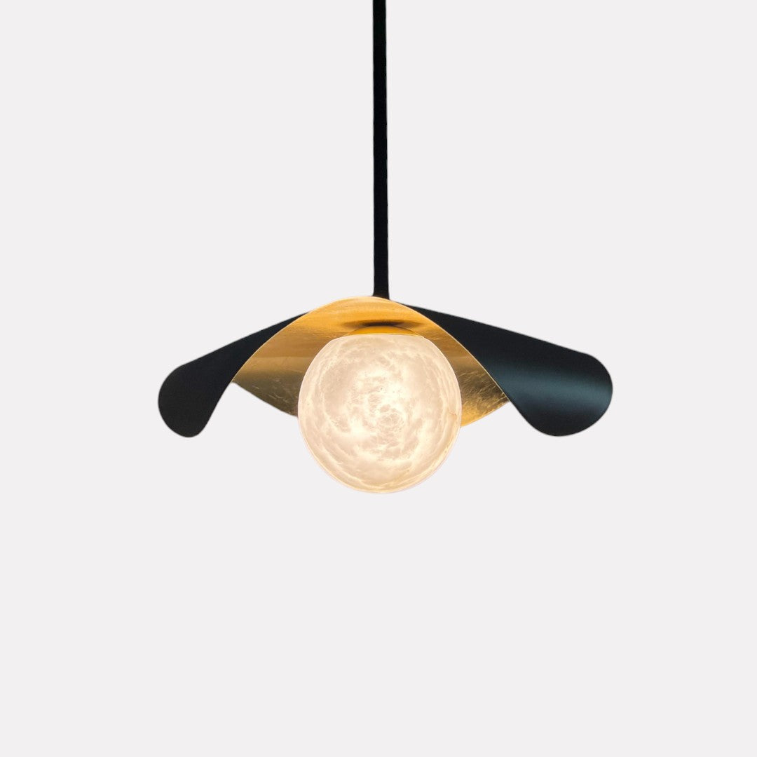 Aurelian Alabaster Stone & Brass with Elegant Hat Feature, Custom Pendant