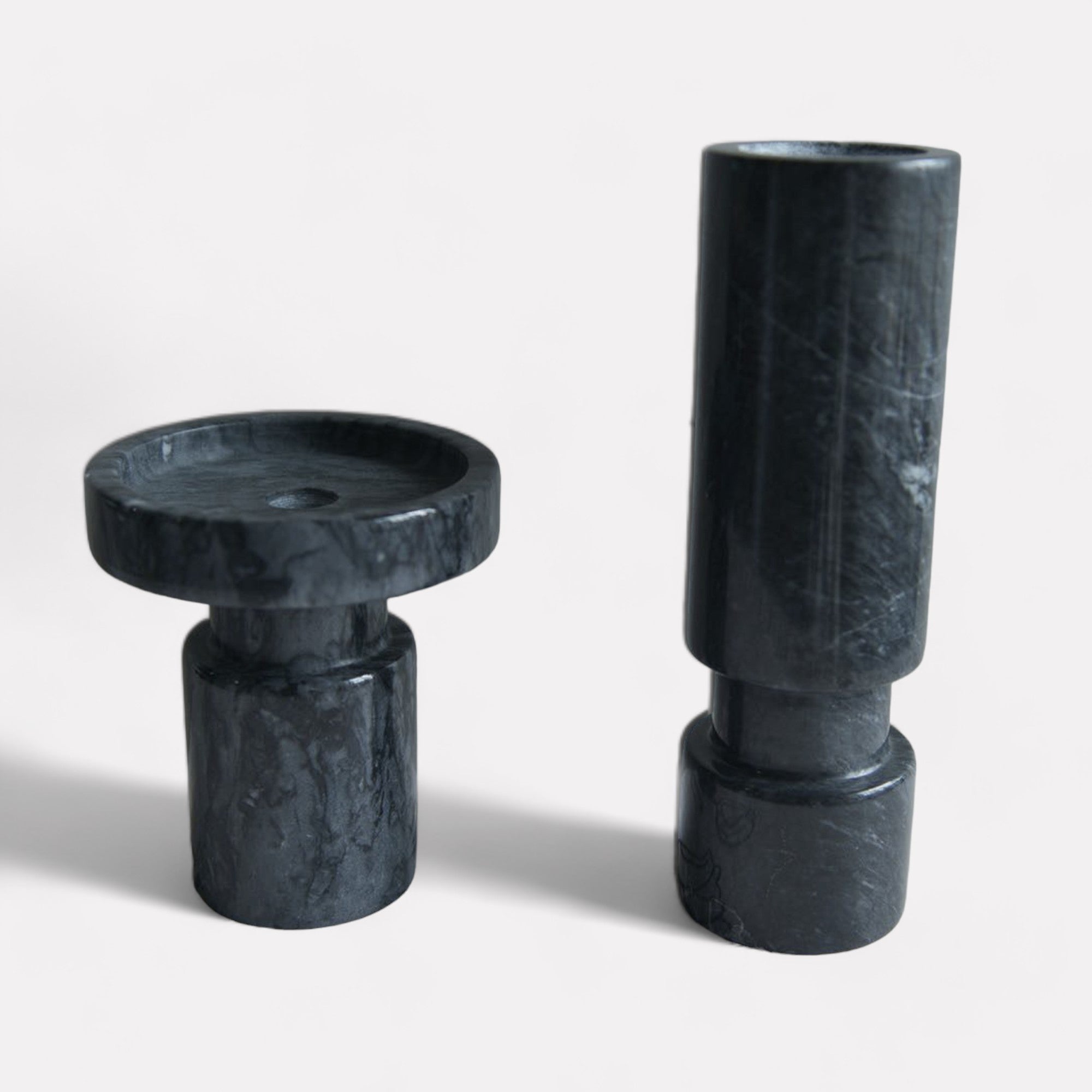 Noir Oceana Marble Candle Holders