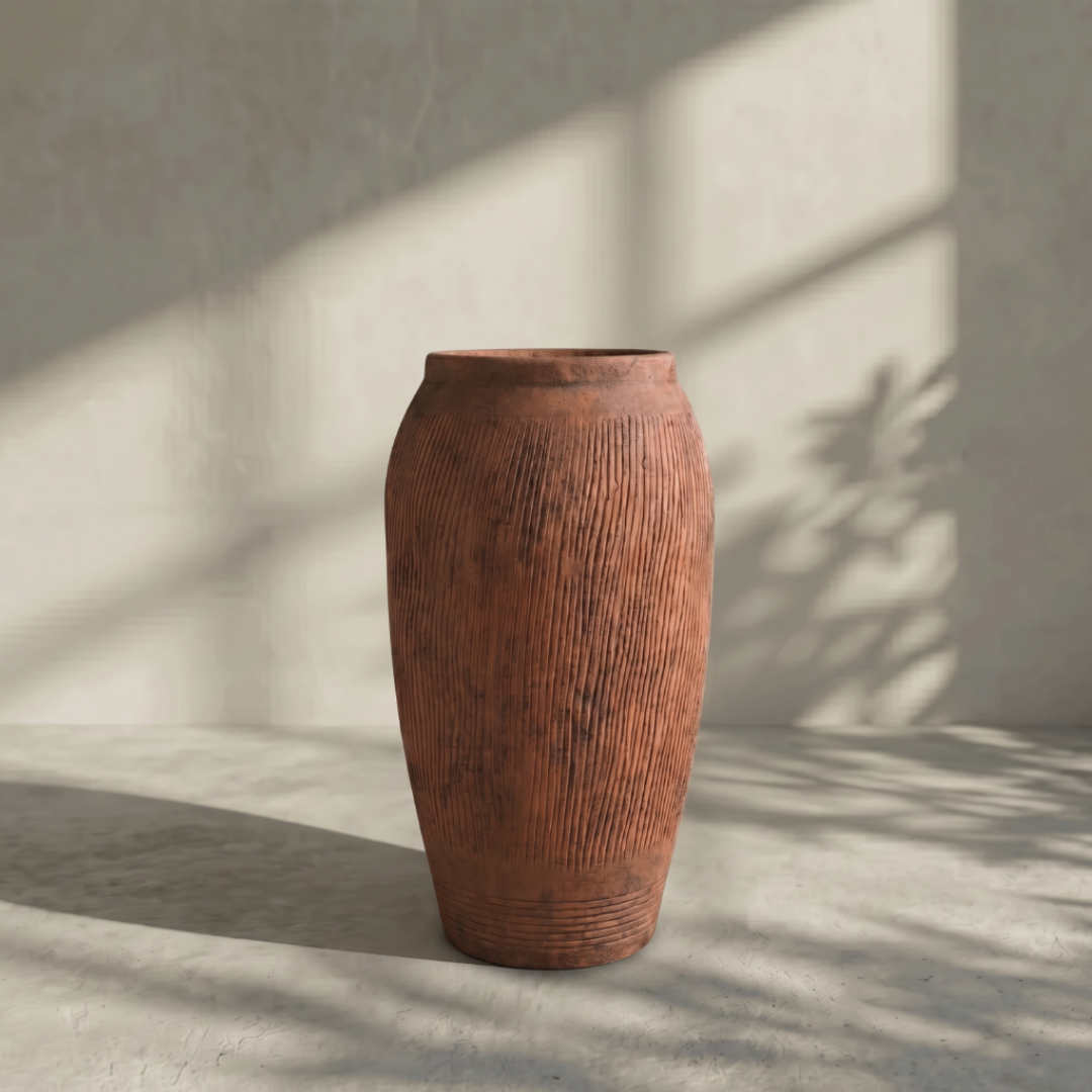 Pompeii Colossus, Fiber Clay Vessel in Burnt Sienna 11"D x 20"H