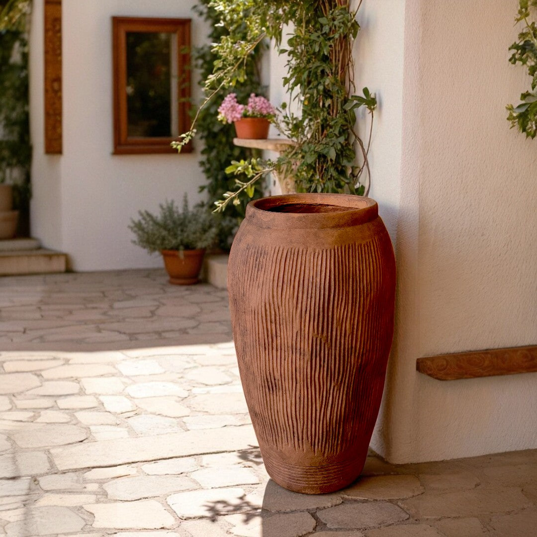 Pompeii Colossus, Fiber Clay Vessel in Burnt Sienna 11"D x 20"H