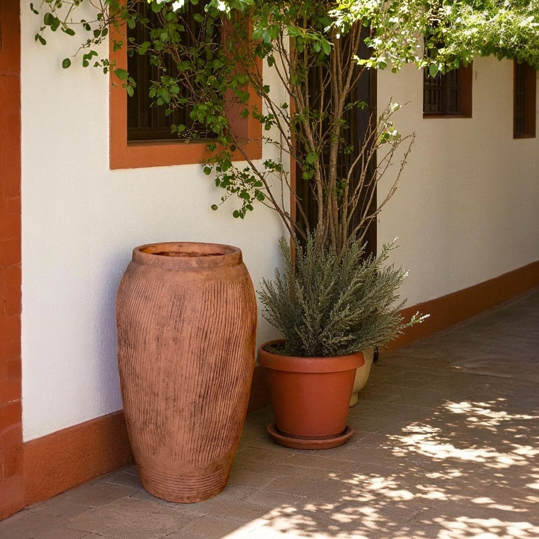 Pompeii Colossus, Fiber Clay Vessel in Burnt Sienna 11"D x 20"H