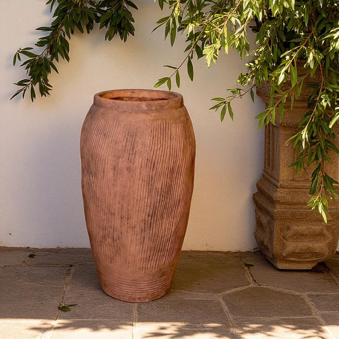 Pompeii Colossus, Fiber Clay Vessel in Burnt Sienna 11"D x 20"H