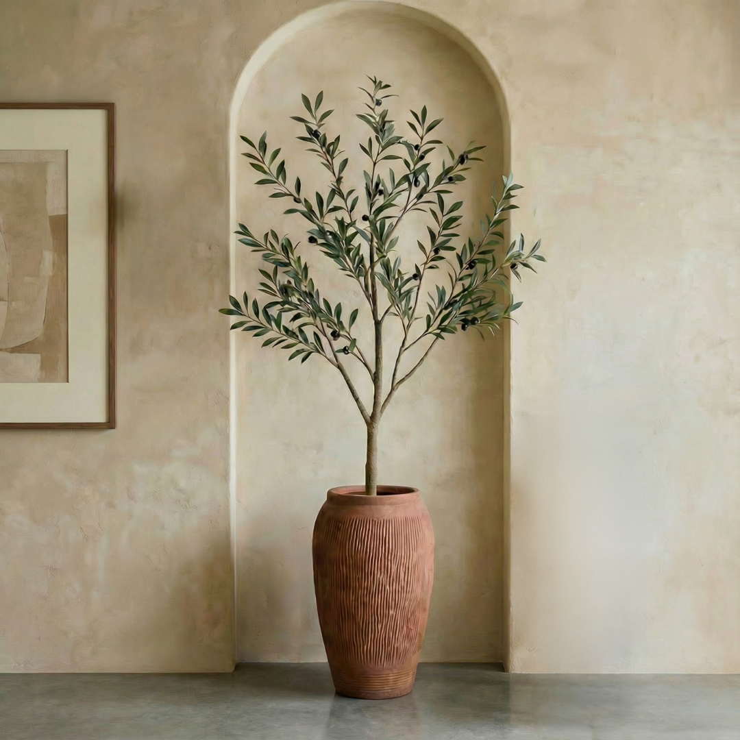 Pompeii Colossus, Fiber Clay Vessel in Burnt Sienna 11"D x 20"H