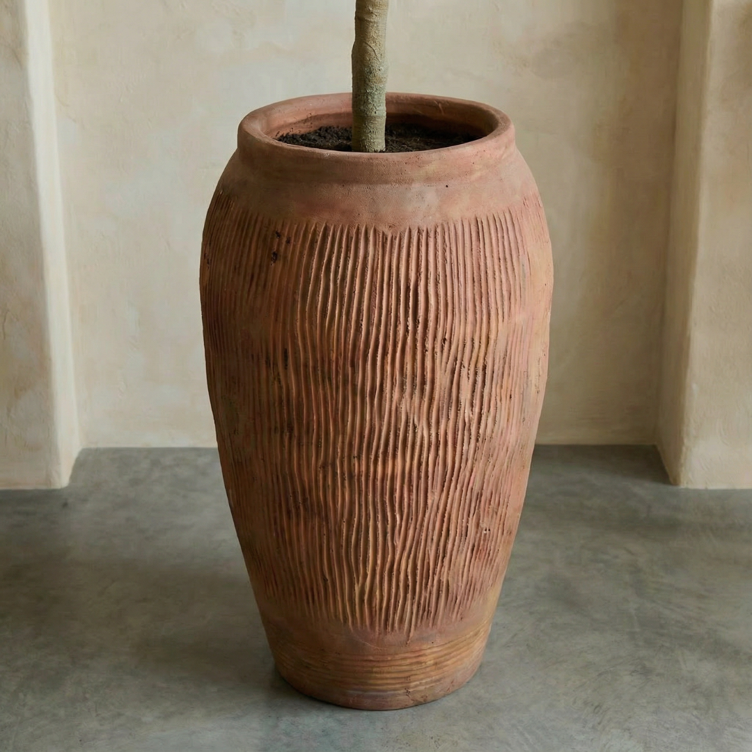 Pompeii Colossus, Fiber Clay Vessel in Burnt Sienna 11"D x 20"H