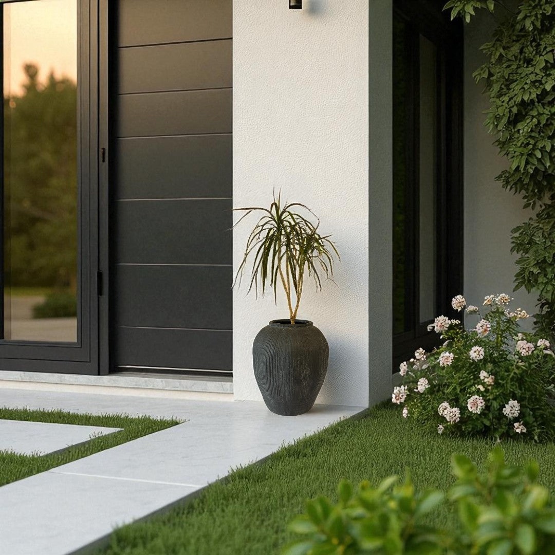 Pompeii Terranova, Fiber Clay Vessel in Weathered Black 14.1"D x 15.7"H