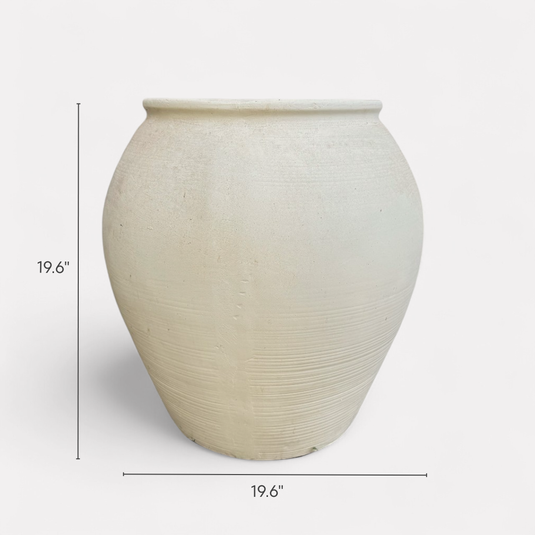 Cyprus XL, Fiber Clay Pot, Hand-painted in Clamshell, 19.6"D x 19.6"H