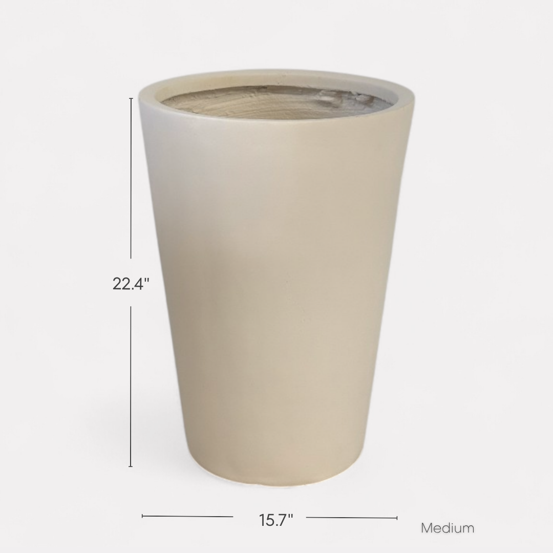 Tahiti Fiber Clay Planter, Hand-painted in White Dove