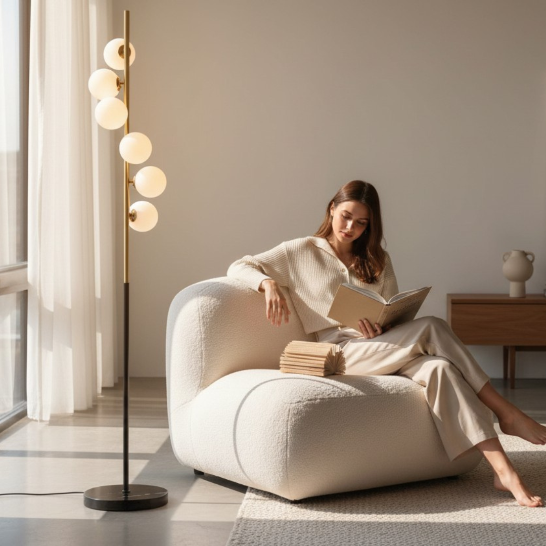 Lunar Essence, Pillar Floor Lamp, Contemporary & Timeless Charm