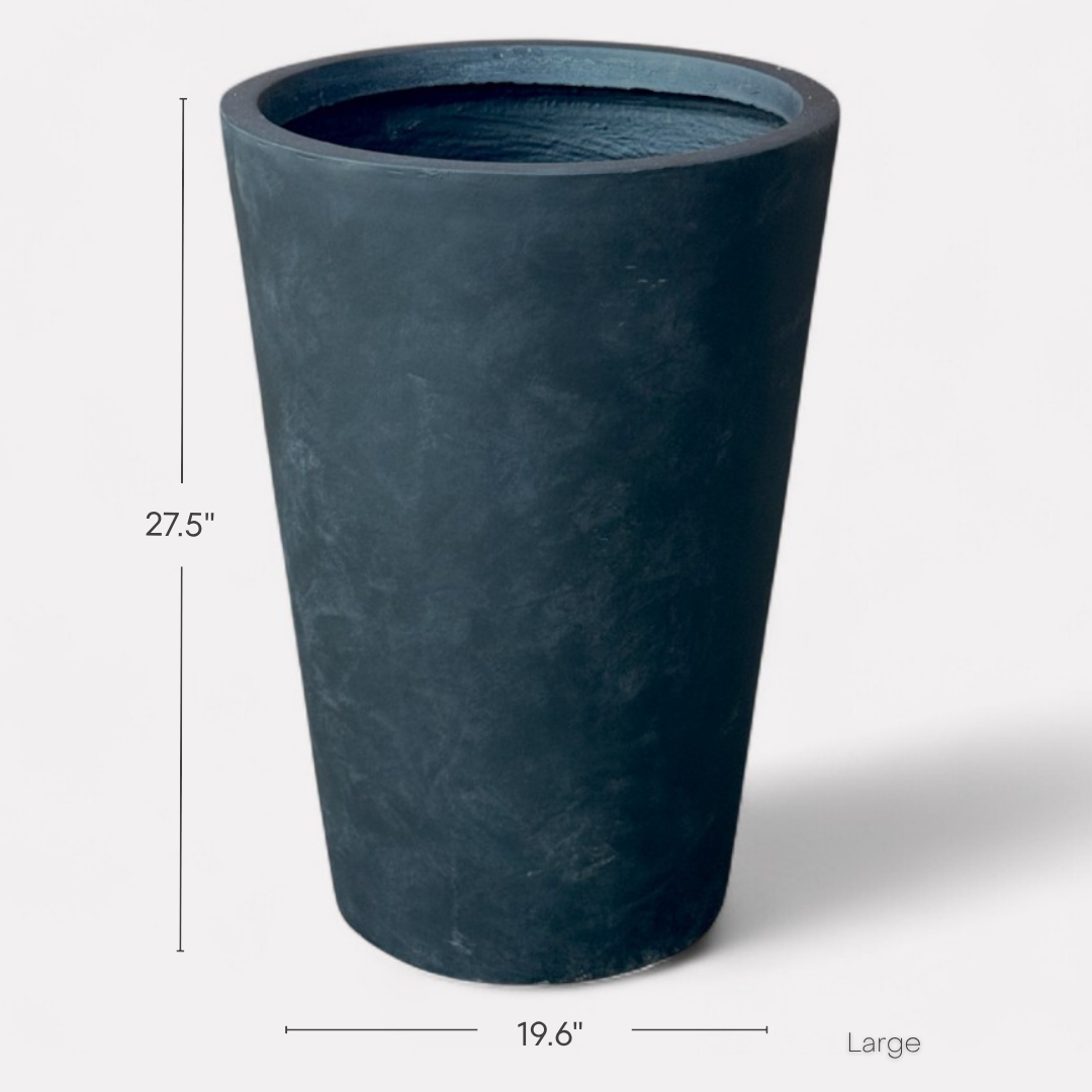 Tahiti Fiber Clay Planter, Hand-painted in Weathered Black