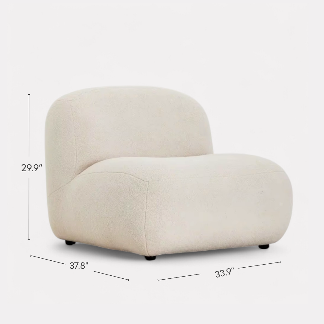 Elyndra, Luxe Oversized Sofa Lounge Chair in Creamy White Boucle, 33”L x 40”W x 30”H