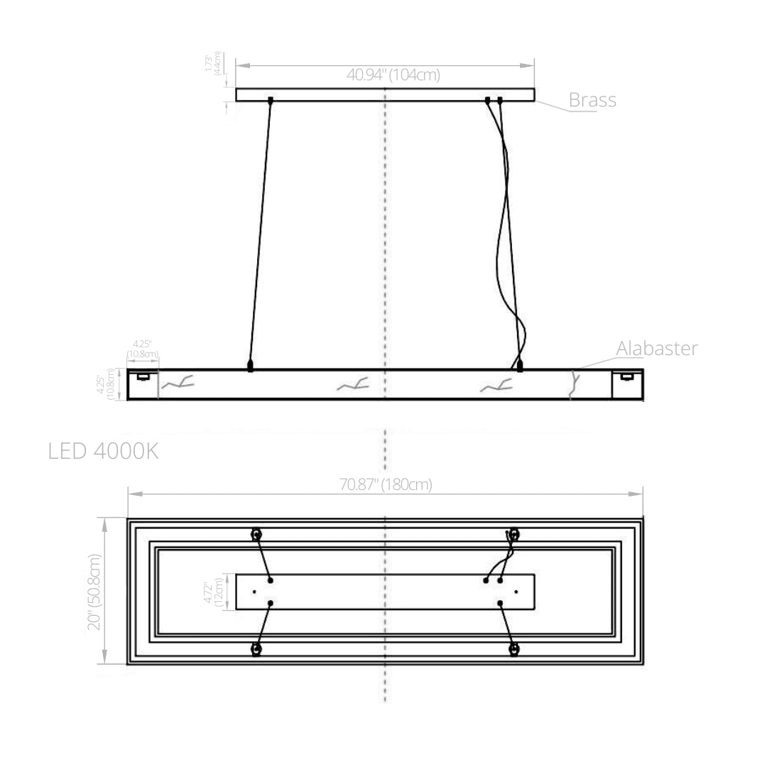 Eudora Alabaster Stone, Large Rectangular Custom Chandelier