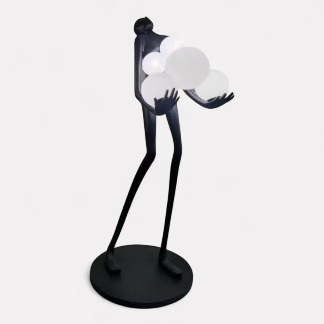 Dario, Sculptural Man, Artistic Floor Lamp 30" D x 86" H