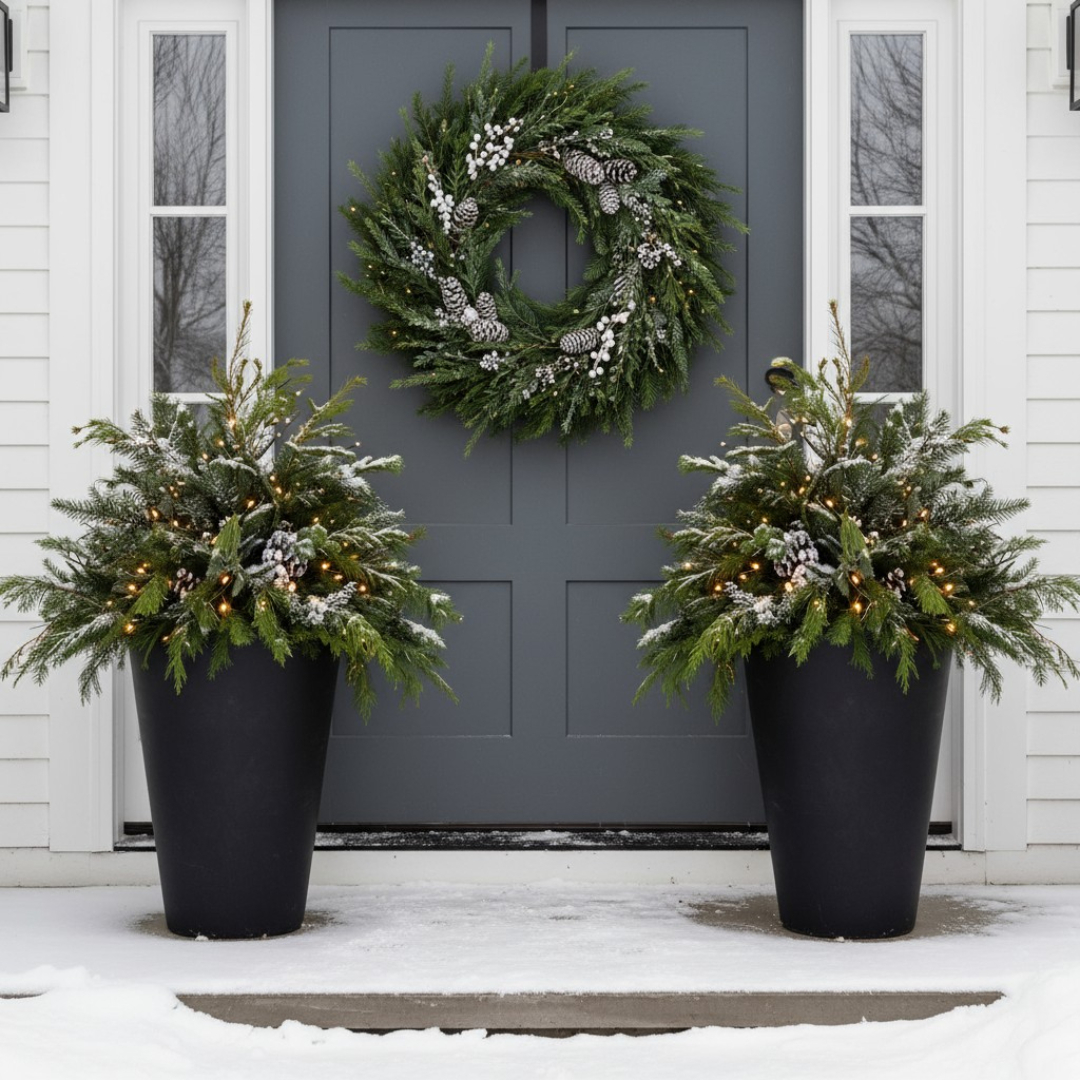 Tahiti Fiber Clay Planter, Hand-painted in Weathered Black, 19.6"D x 27.5"H