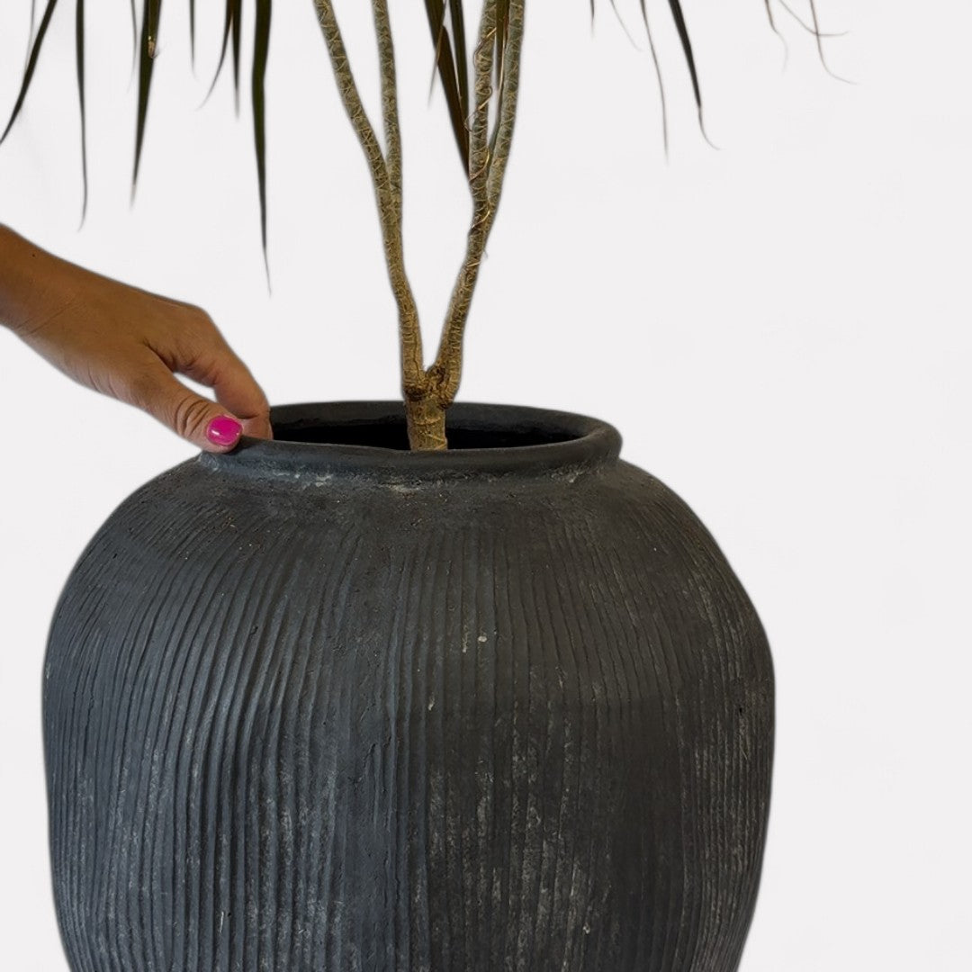 Pompeii Terranova, Fiber Clay Vessel in Weathered Black 14.1"D x 15.7"H