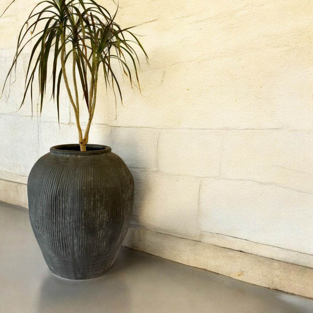 Pompeii Terranova, Fiber Clay Vessel in Weathered Black 14.1"D x 15.7"H