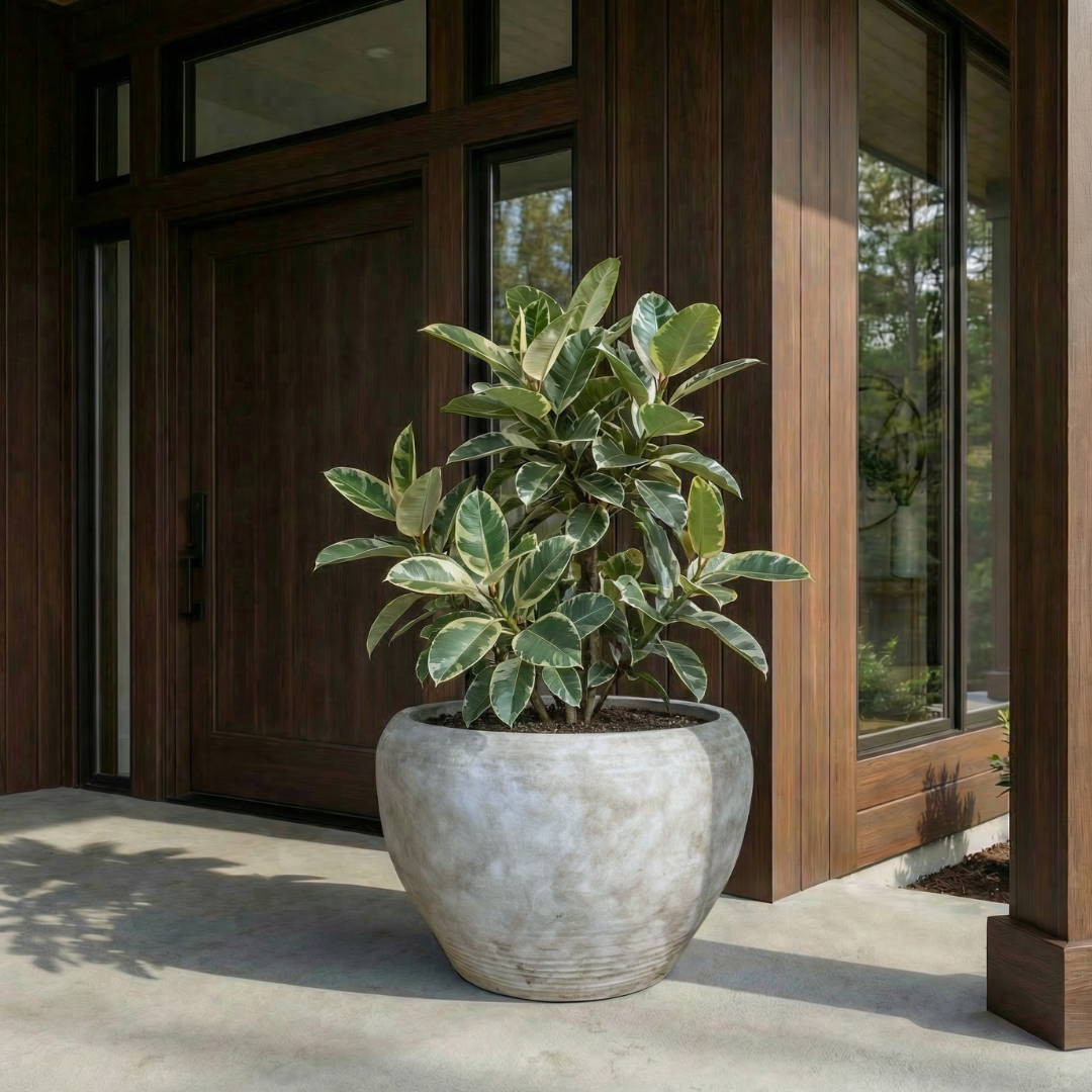 Titan XXL, Fiber Clay Pot, Hand-painted in Aged White, 28.3"D x 17"H