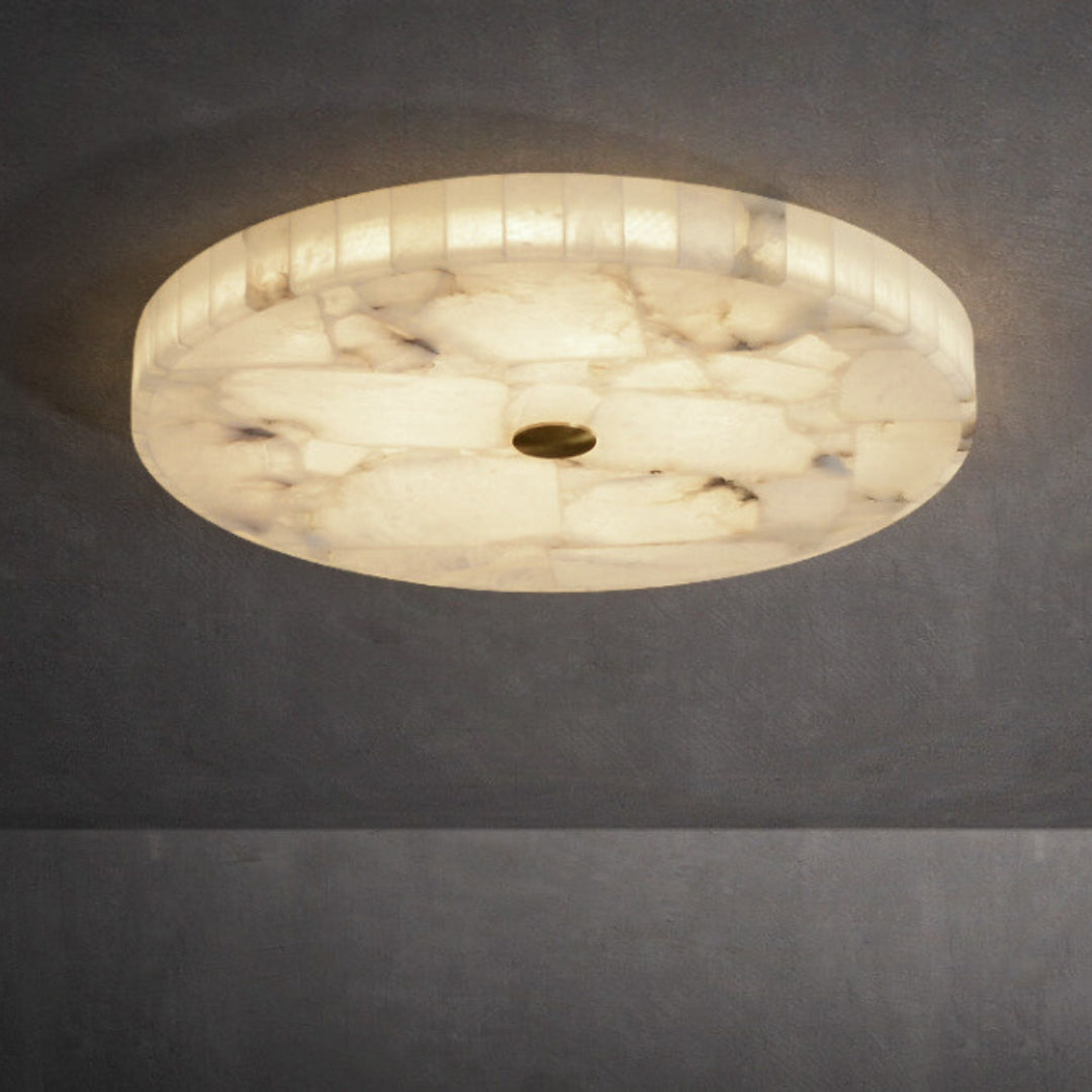 Evelyn, Flush Mount, Stunning Alabaster and Solid Brass, Classic & Timeless Lighting Piece