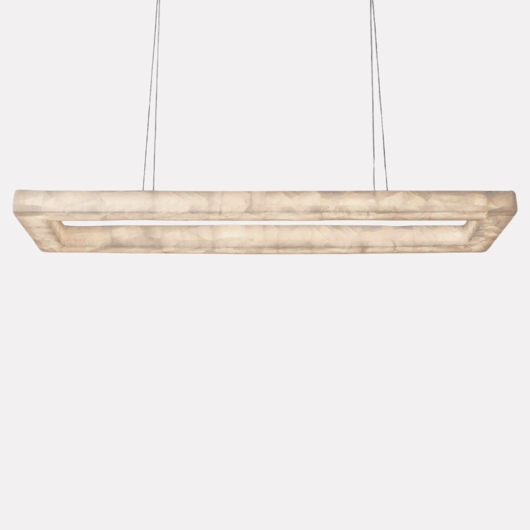 Eudora Alabaster Stone, Large Rectangular Custom Chandelier