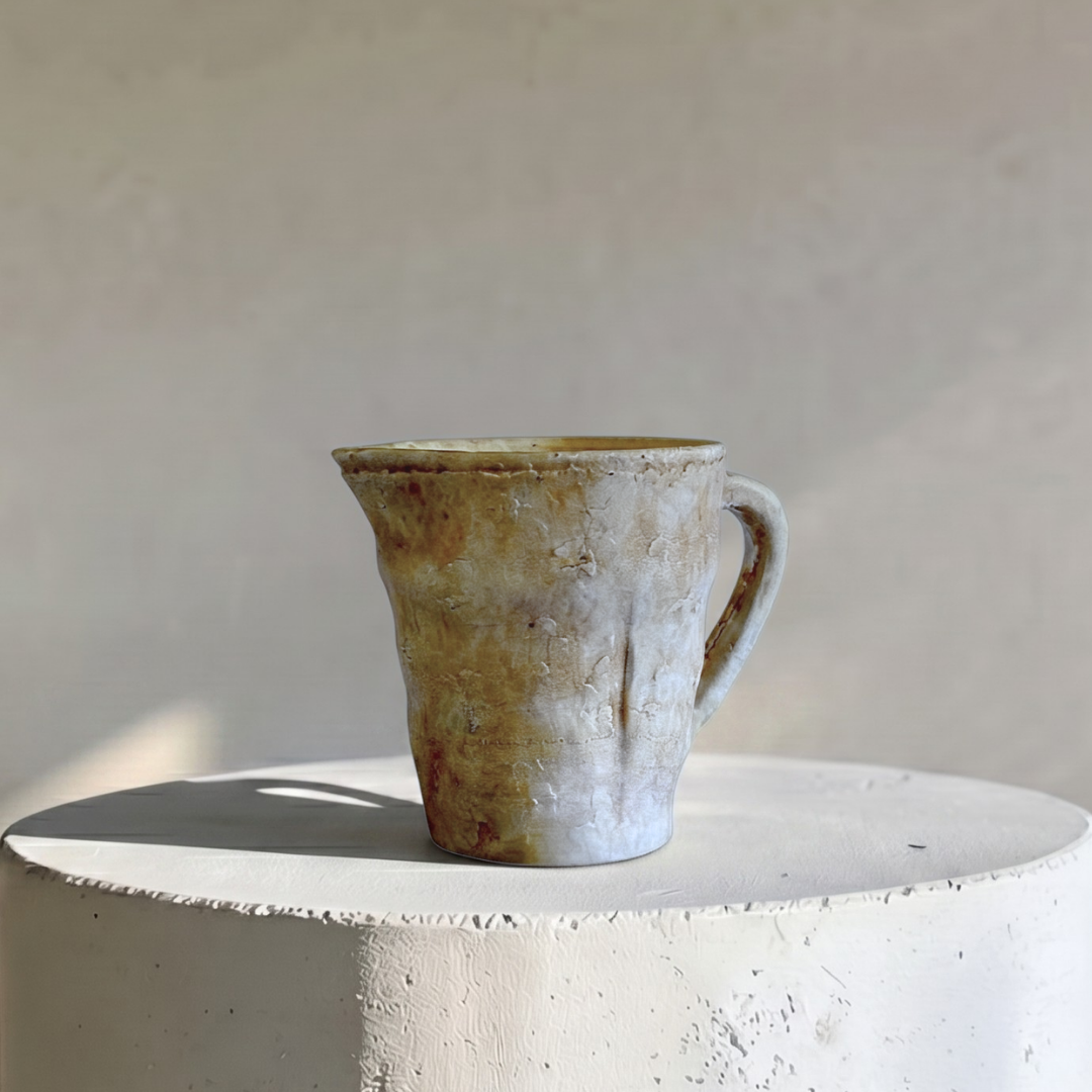 Valencia Carafe-Style Cement Planter, Hand-Painted in Aged White, 8.5"D x 7"H