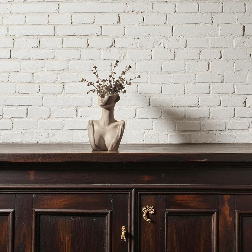 Selene,Timeless Muse Ceramic Vase, Matte Finish, 5"W x 7.5"H