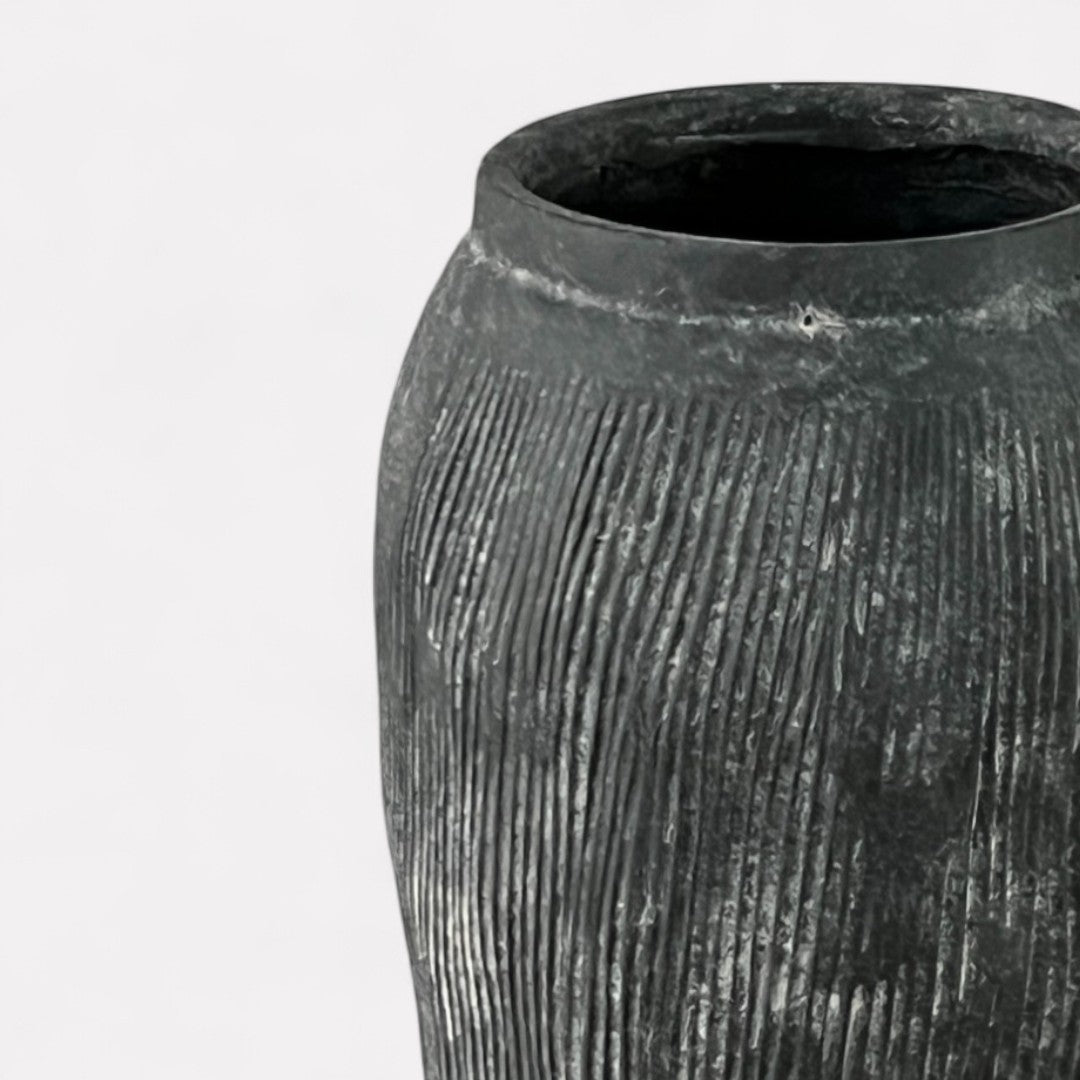 Pompeii Colossus, Fiber Clay Vessel in Weathered Black 11"D x 20"H