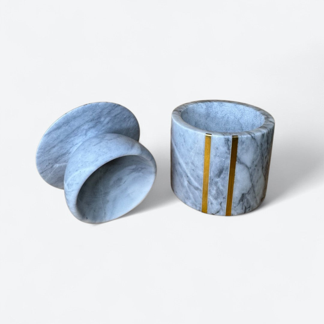 Seraphina Marble Butter Jar, 4"D x 4.5"H