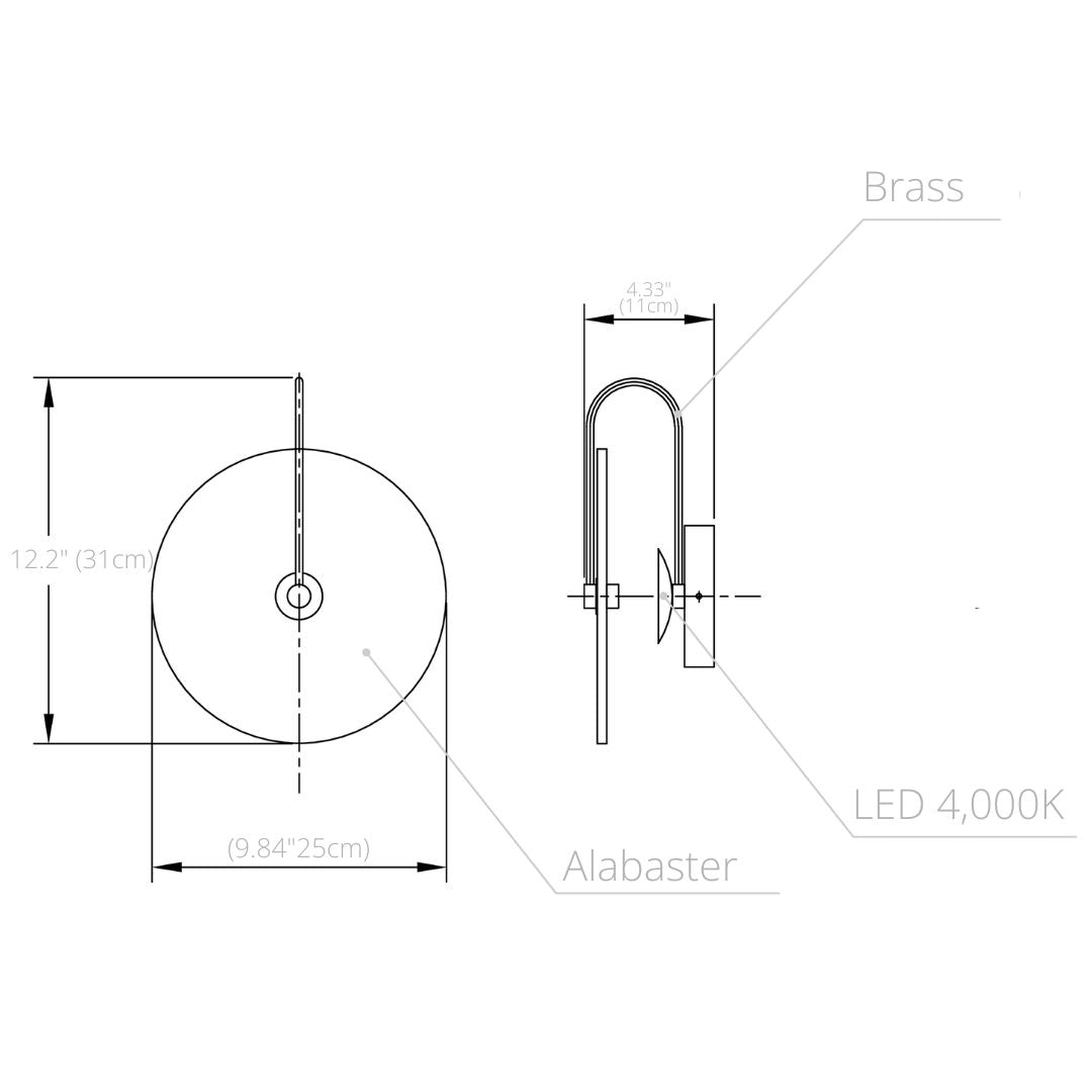 Isadora, Sconce, Opulent Alabaster and Solid Brass, Subtle Luminosity for Luxury Interiors