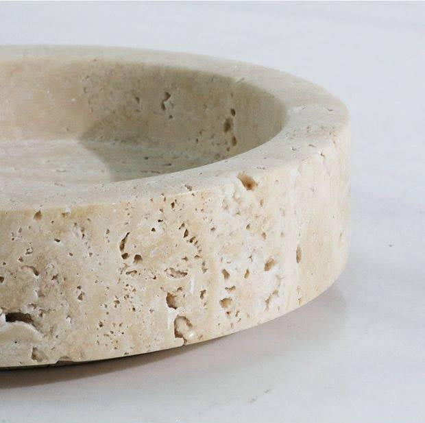 Natura Stone Travertine Round Shallow Tray