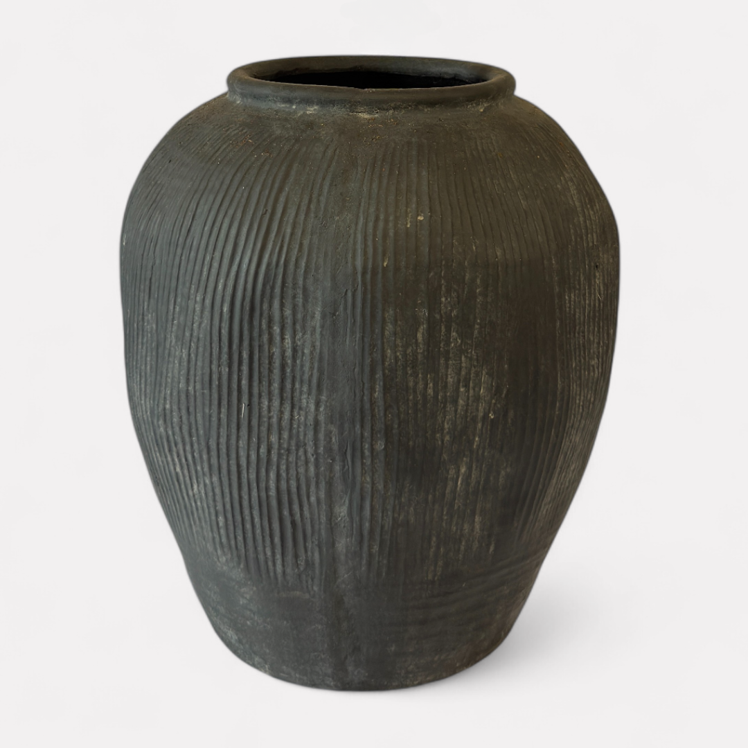 Pompeii Terranova, Fiber Clay Vessel in Weathered Black 14.1"D x 15.7"H