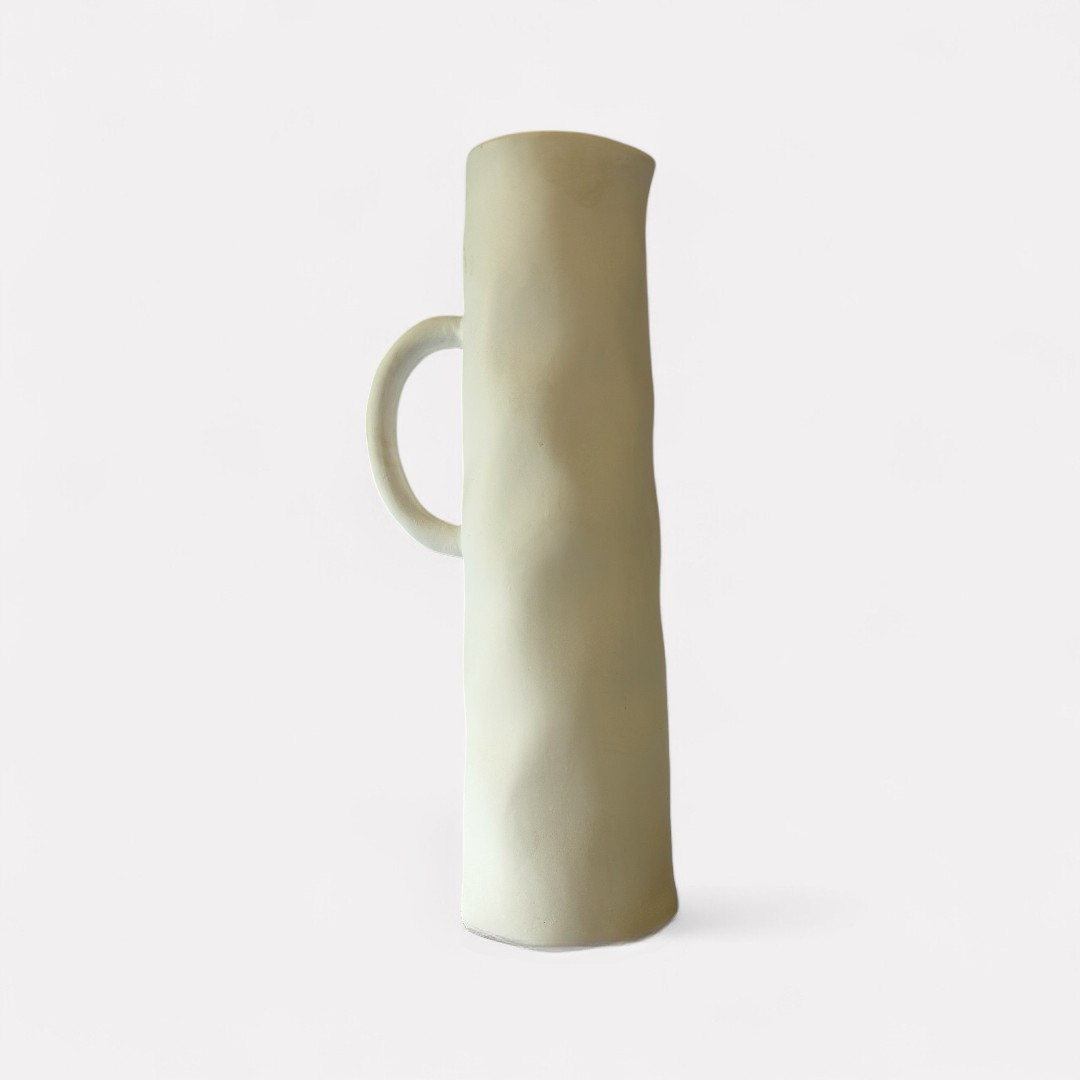 Savannah Pitcher-Style, Terracotta Vessel, Handpainted in Oyster White