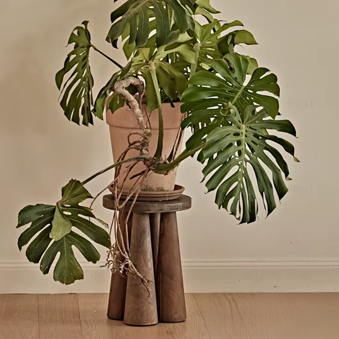 Drakon, Reclaimed Elm Stool in Natural Walnut Finish 15”D x 20”H