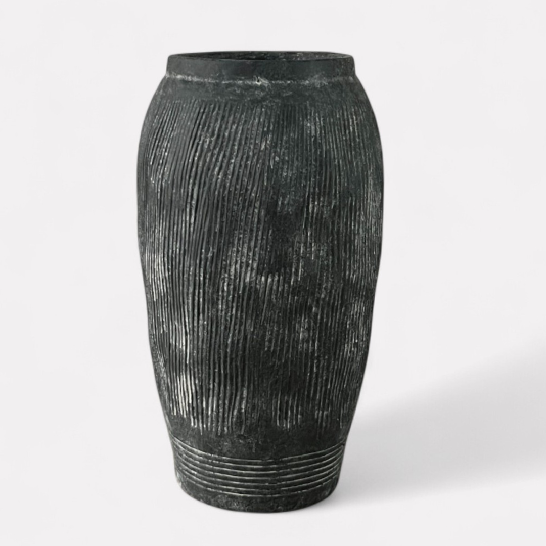 Pompeii Colossus, Fiber Clay Vessel in Weathered Black 11"D x 20"H