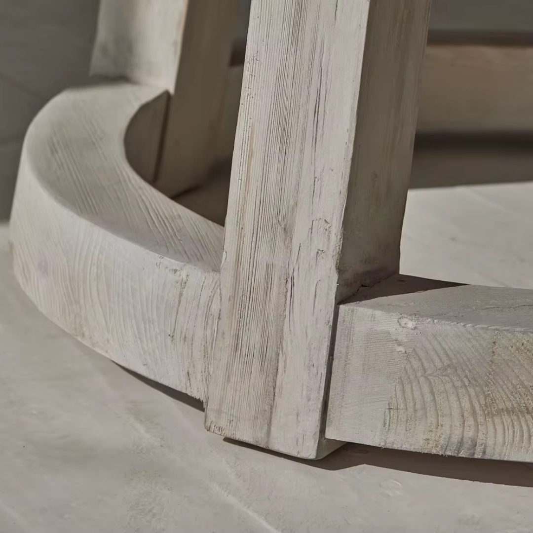 Celestin, White Pine Dining Table in Soft White Limewash Finish, 63”D x 30”H