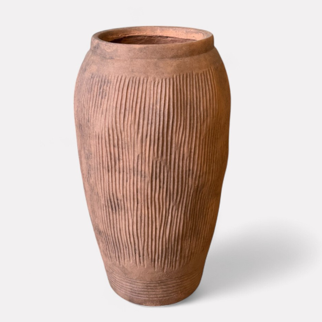 Pompeii Colossus, Fiber Clay Vessel in Burnt Sienna 11"D x 20"H